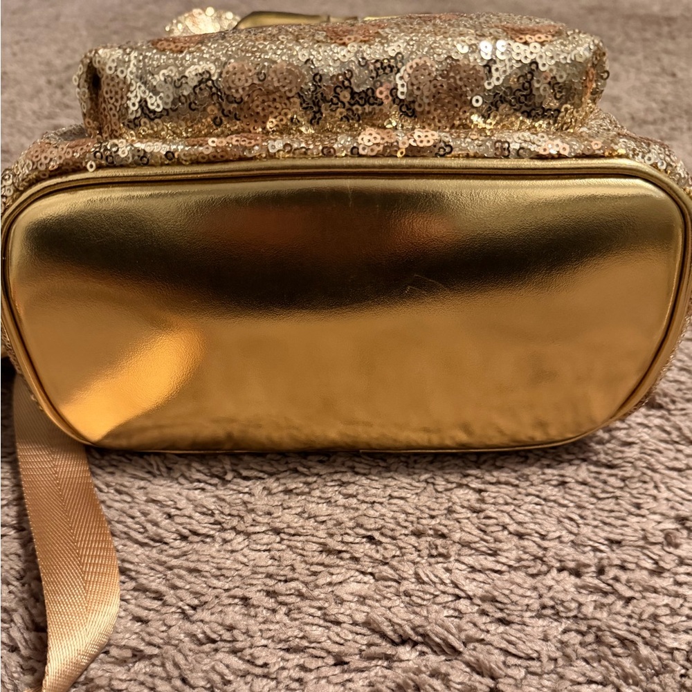 Minnie Mouse Gold Sequin Loungefly Mini Backpack - Picture 4 of 4